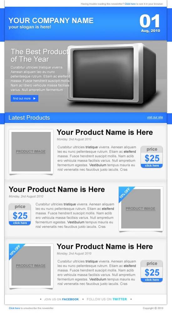 e-commerce newsletter preview