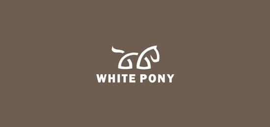 white pony animal logo design