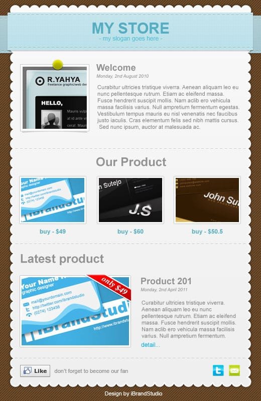 ecommerce facebook page template