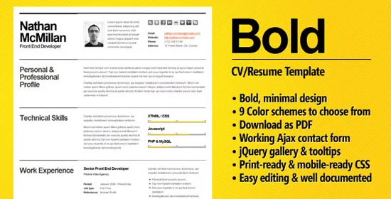 Bold - CV / Resume Template - Minimal & Smart Beautiful Resume Templates