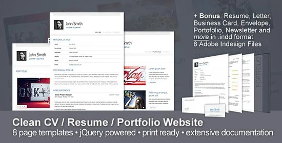 Clean CV - Resume - Portfolio Website Beautiful Resume Templates