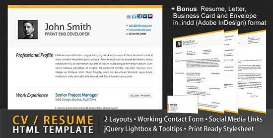 Clean CV / Resume Html Template Beautiful Resume Templates