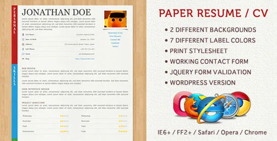Paper Resume / CV Beautiful Resume Templates