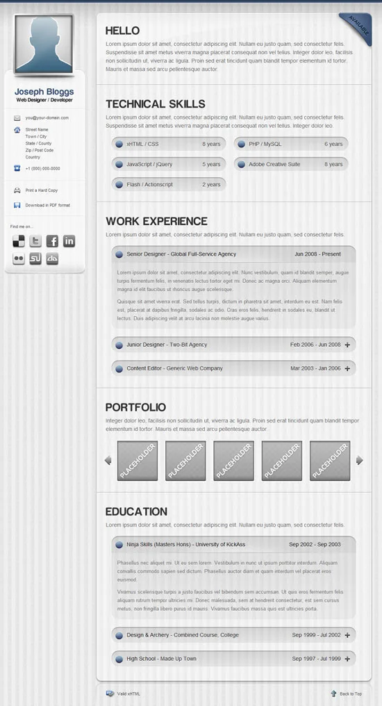 Pinstripe - Premium Resume / CV Template Beautiful Resume Templates