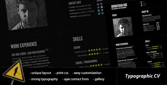 Typographic CV - impressive resume template Beautiful Resume Templates