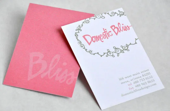 Domestic Bliss vertical business cards