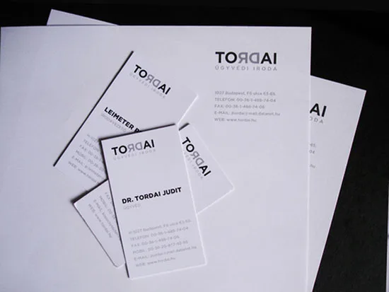 Tordai Law Office vertical business cards