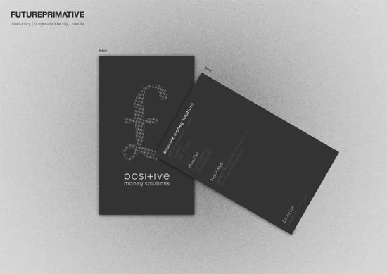 Positive Money Solutions vertical business cards