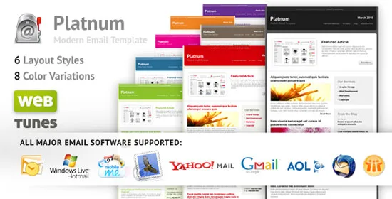 Platnum Email Template, 6 Layouts, 8 Colors best email marketing