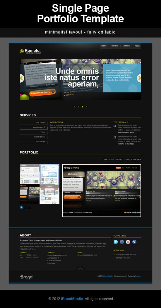 Free One Page Portfolio Template