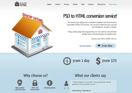 shophtml-home PSD to HTML conversion