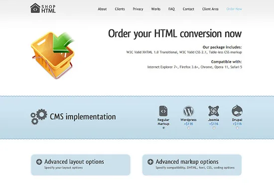 shophtml-order PSD to HTML conversion