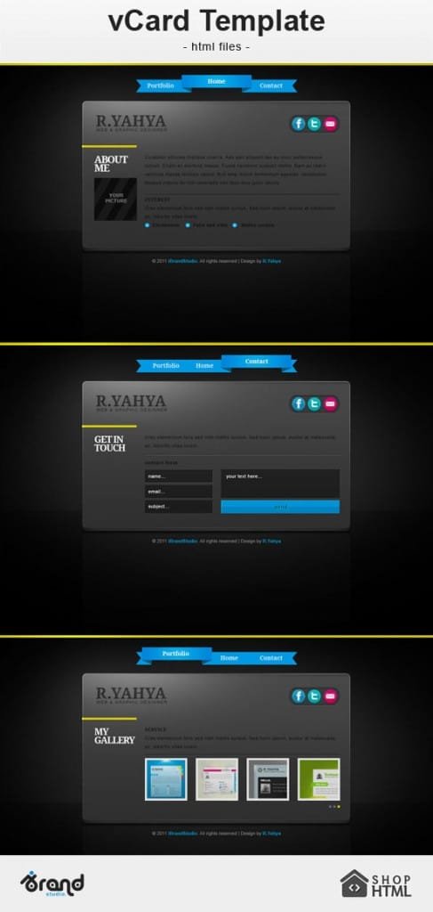 Free HTML Template: Elegant Dark vCard