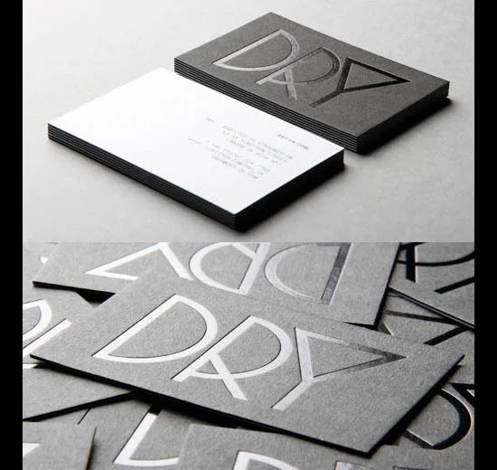 Dry letterpress business cards