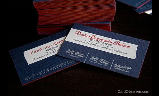 Self Edge letterpress business cards