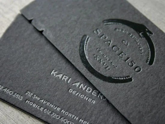 Space150 letterpress business cards