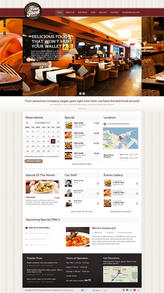 Restaurant Website Templates