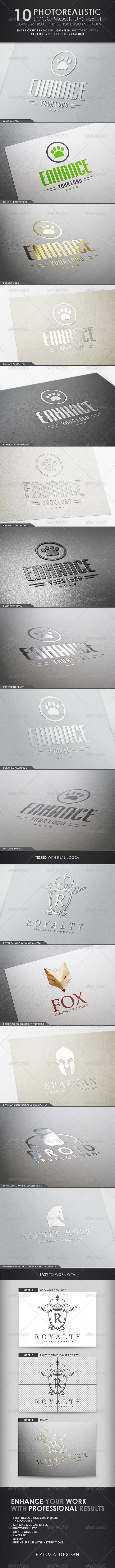 10 Photorealistic Logo Mock-Ups / Set 1 Photorealistic Logo Mockups