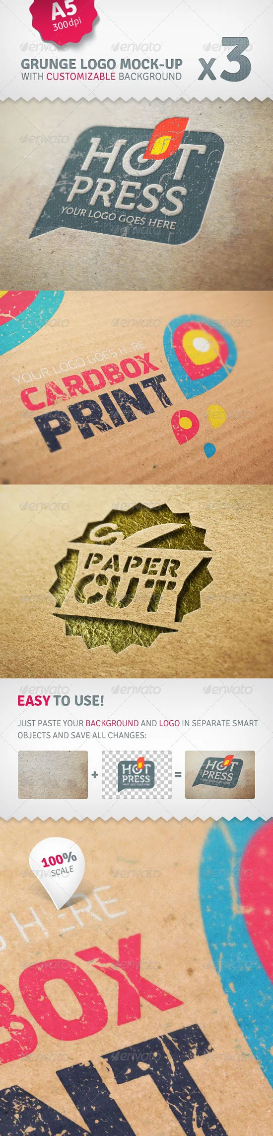 Cardboard Logo Mockup Pack With Custom Backgrounds Photorealistic Logo Mockups