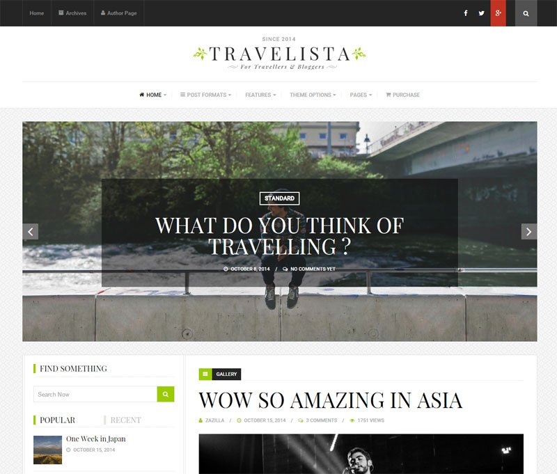 Travel Blog WordPress Templalate