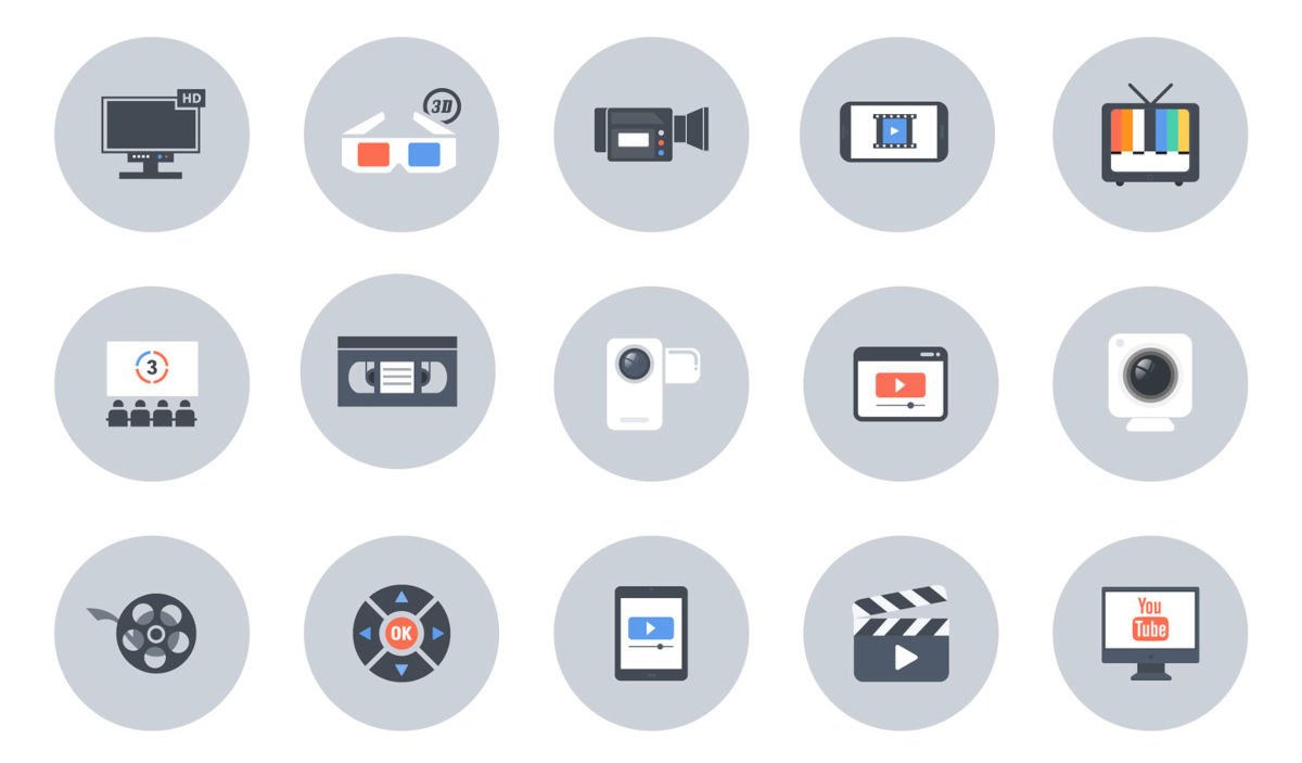 Freebie: Video Icon Set (25 Icons, AI, EPS, PSD, SVG and PNG)