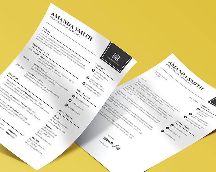 Freebie: Minimalis Resume Template + Cover Letter (PSD)