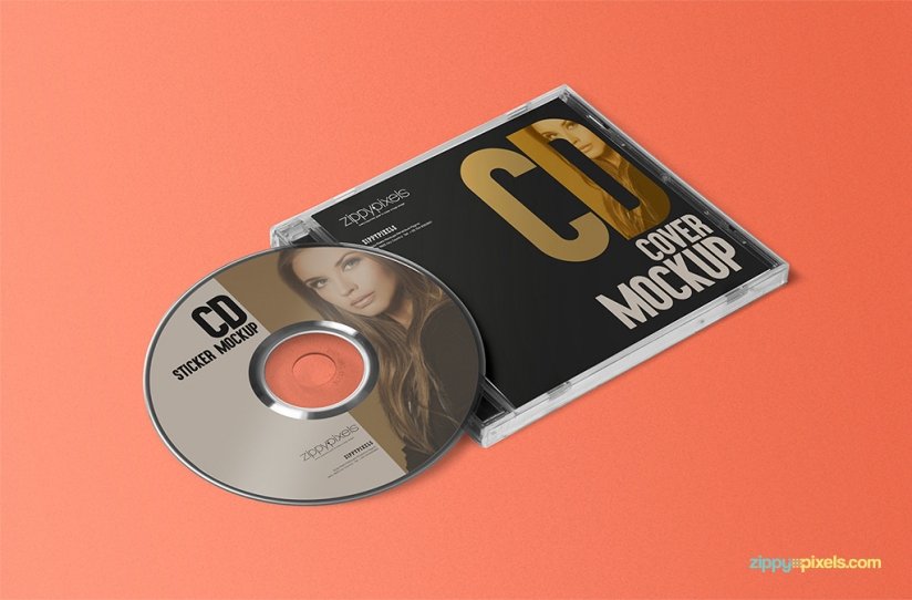 FREE STYLISH CD JEWEL CASE & LABEL STICKER MOCKUP by ZippyPixels