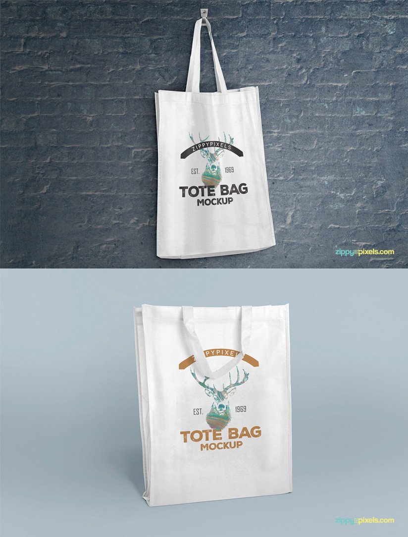 2 FREE TOTE BAG MOCKUPS VOLUME 1 by ZippyPixels