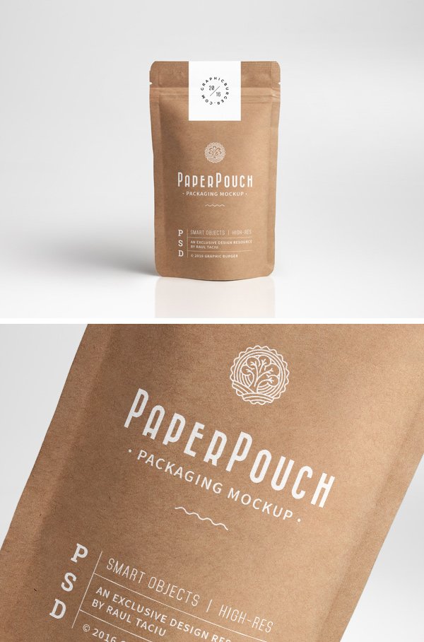 Paper Pouch Packaging MockUp by GraphicBurger