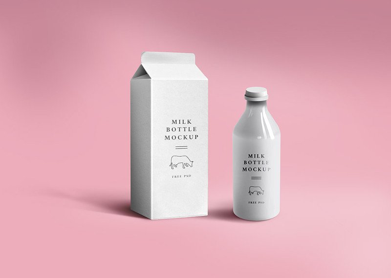 Milk Packaging Mockup by GraphicsFuel