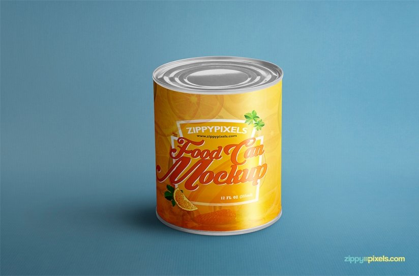 FREE FOOD CAN MOCK-UP FOR PRODUCT PACKAGING DESIGNS by ZippyPixels