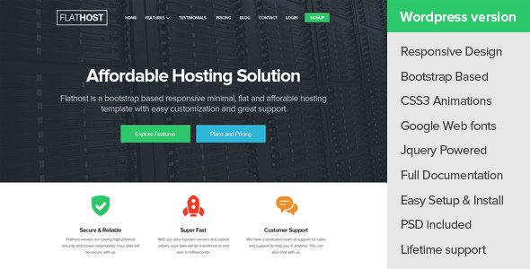 FlatHost WordPress Hosting Theme + WHMCS