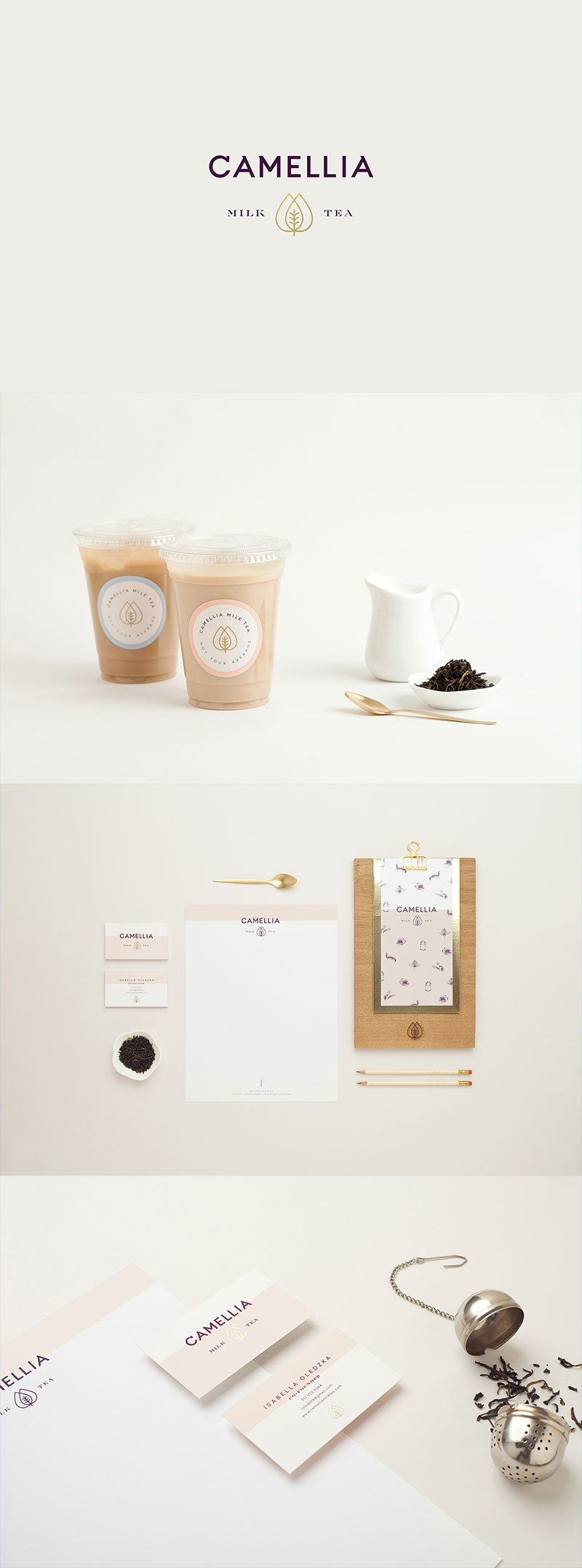 Camellia Milk Tea branding by Menta