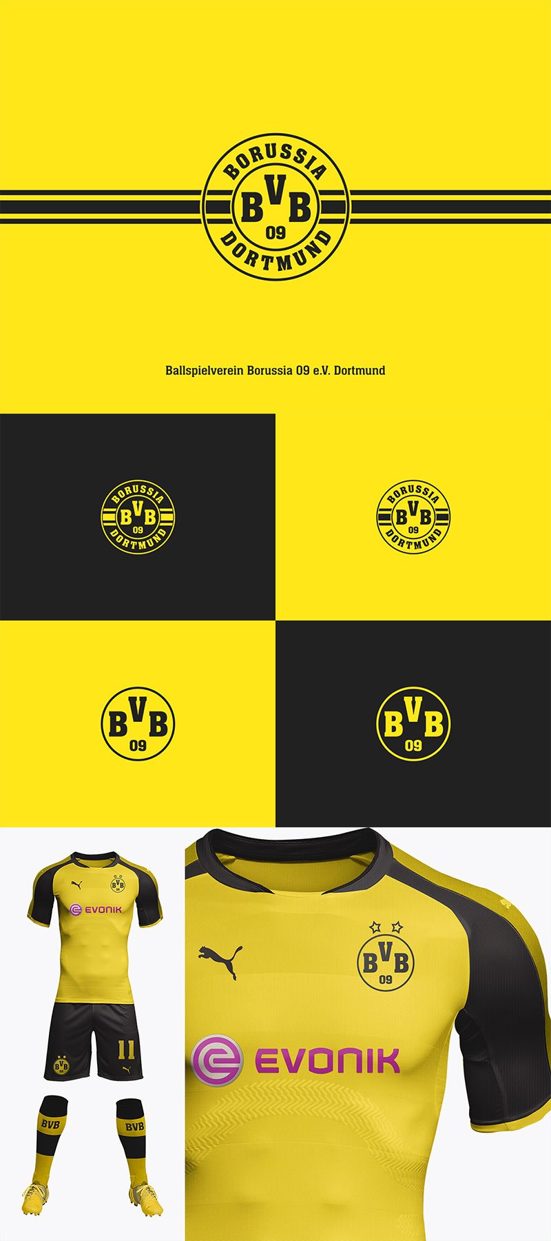 Football Club Brand Designs: BVB Borussia Dortmund by Helvetiphant