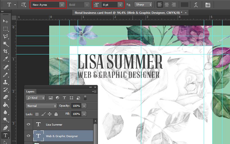 Floral Business Card Tutorial Photoshop