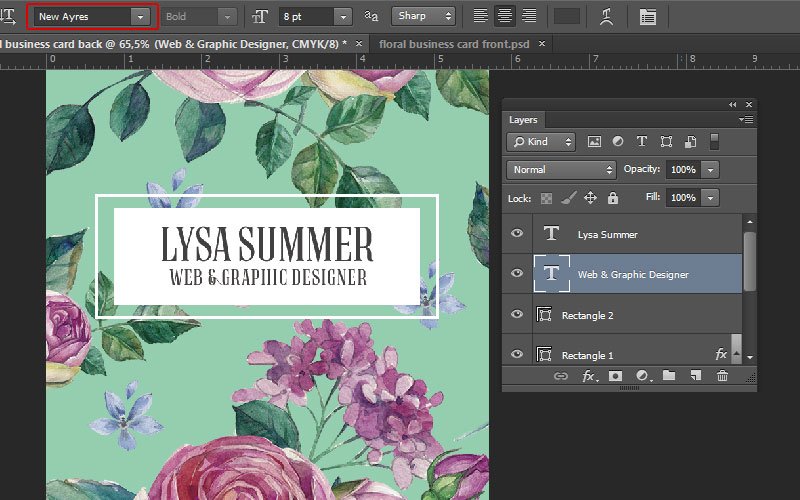 Floral Business Card Tutorial Photoshop