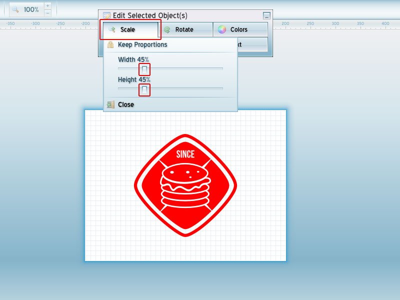 Step 3-Red Burger Logo Tutorial with AAA Logo