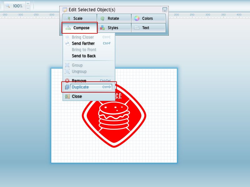 Step 3-Red Burger Logo Tutorial with AAA Logo