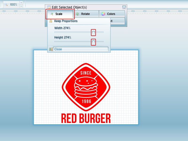 Step 4-Red Burger Logo Tutorial with AAA Logo