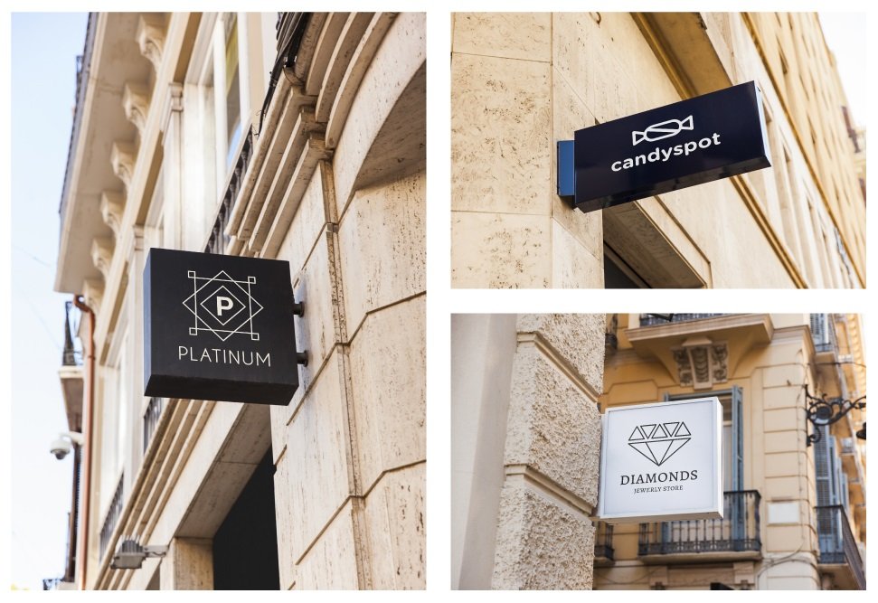 Free Hanging-Wall Sign PSD Mockups
