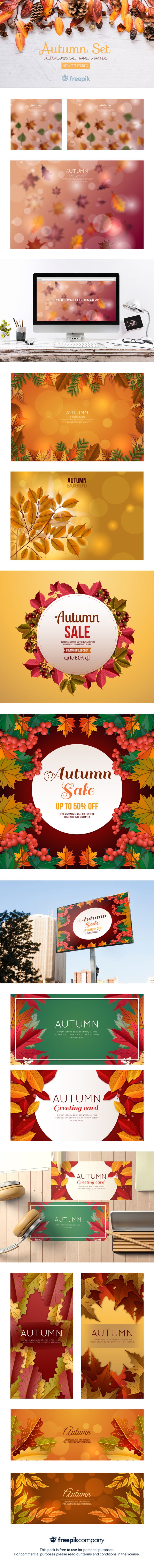 Free Autumn Set for Banner, Backgrounds and Headers