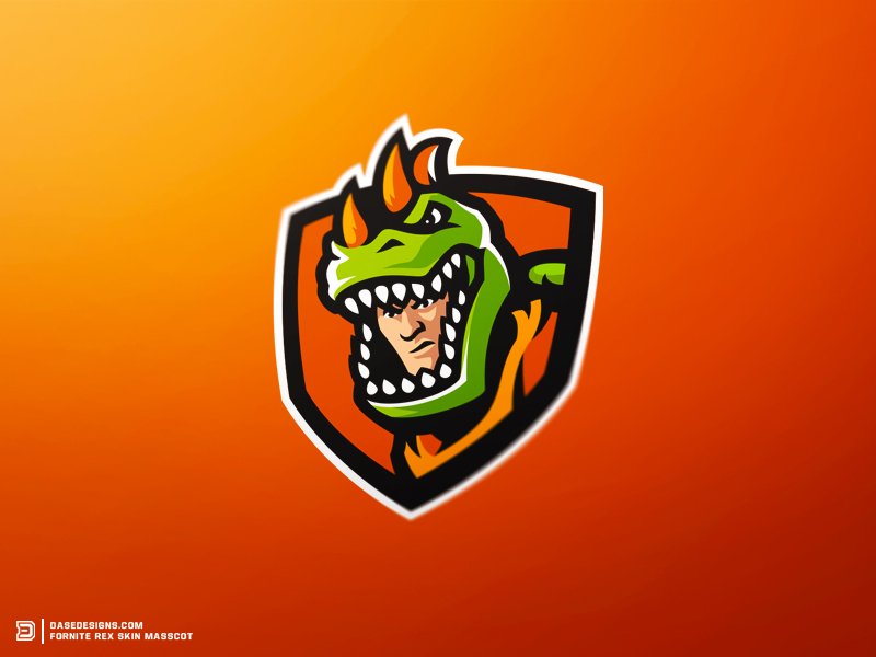 Fortnite Rex Mascot Logo by Derrick Stratton - Dinosaur Logo