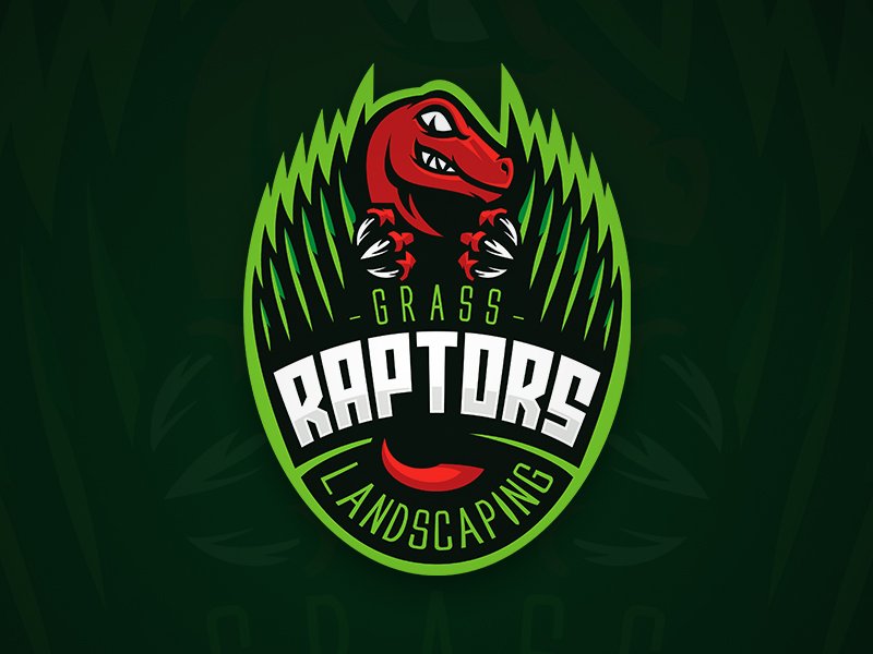 Grass Raptors Landscaping by Ty - Dinosaur Logo