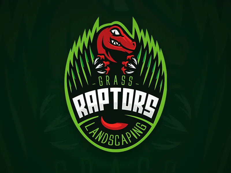 Grass Raptors Landscaping by Ty - Dinosaur Logo