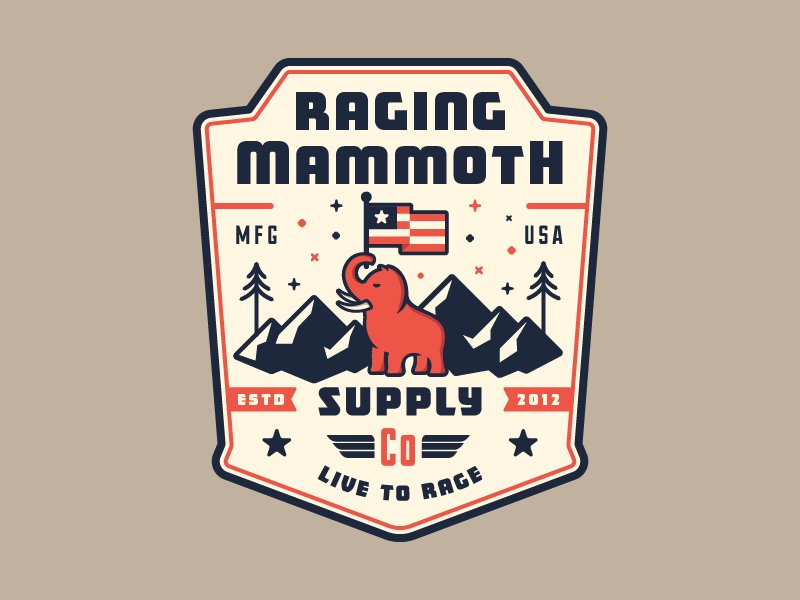 Raging Mammoth Badge by Sam O'Brien - Dinosaur Logo