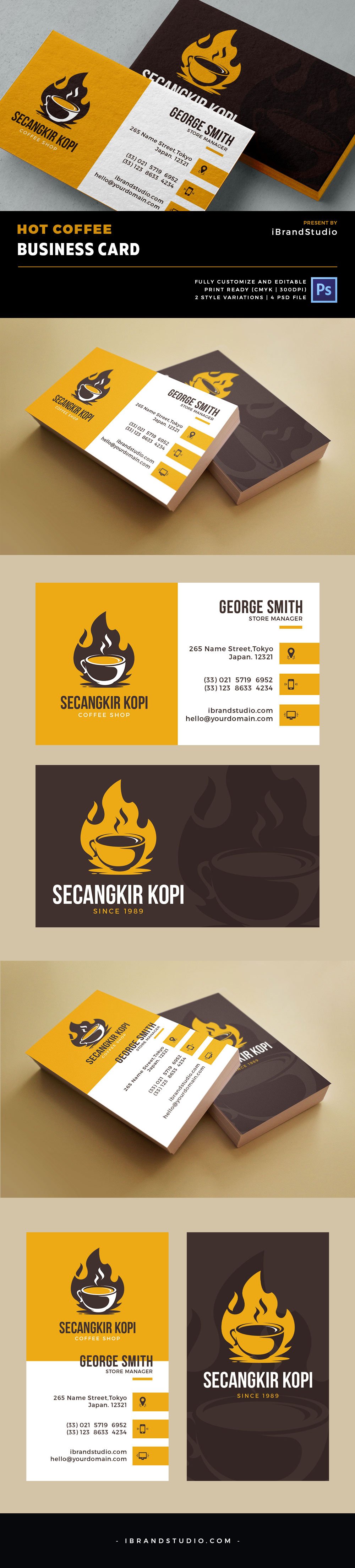 Free Hot Coffee Business Card PSD Template