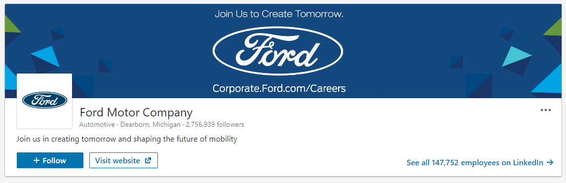 Ford Motor LinkedIn Account