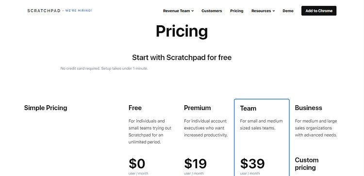 Scratchpad Pricing Page