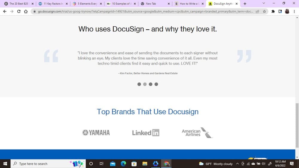 DocuSign's Landing Page Example