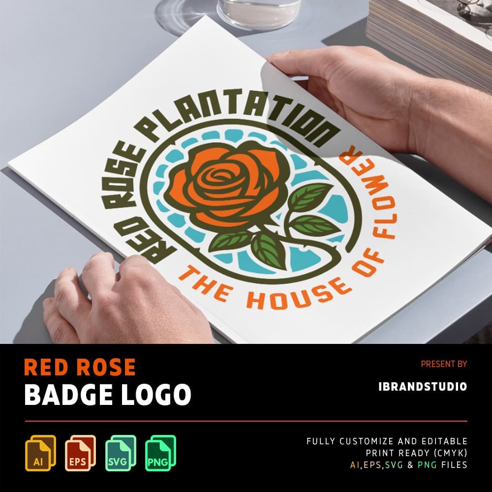 Free Red Rose Badge Logo – High-Quality AI, EPS, SVG & PNG Files